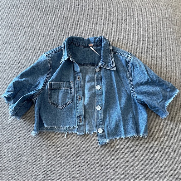 Free People Tops - Free People Denim Cropped Top